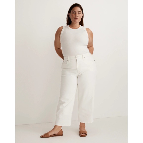 Madewell Denim - Madewell The Plus Perfect Vintage Wide-Leg Crop Jean White 22W High Rise Denim